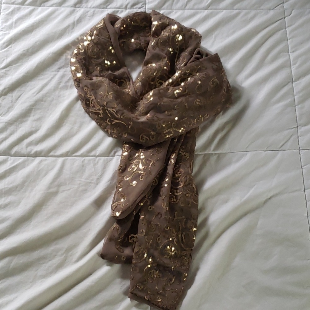 Cool toned chiffon and sequin scarf/wrap